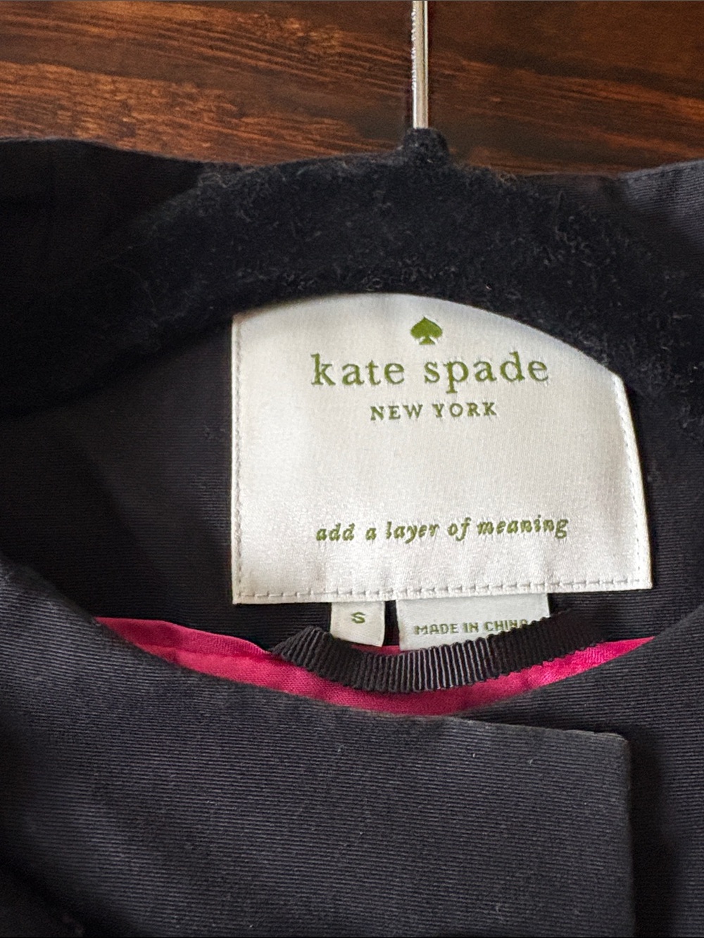 kate spade Black bow Coat jacket with Pink Lining and Bow Collar - Picture 2 of 8